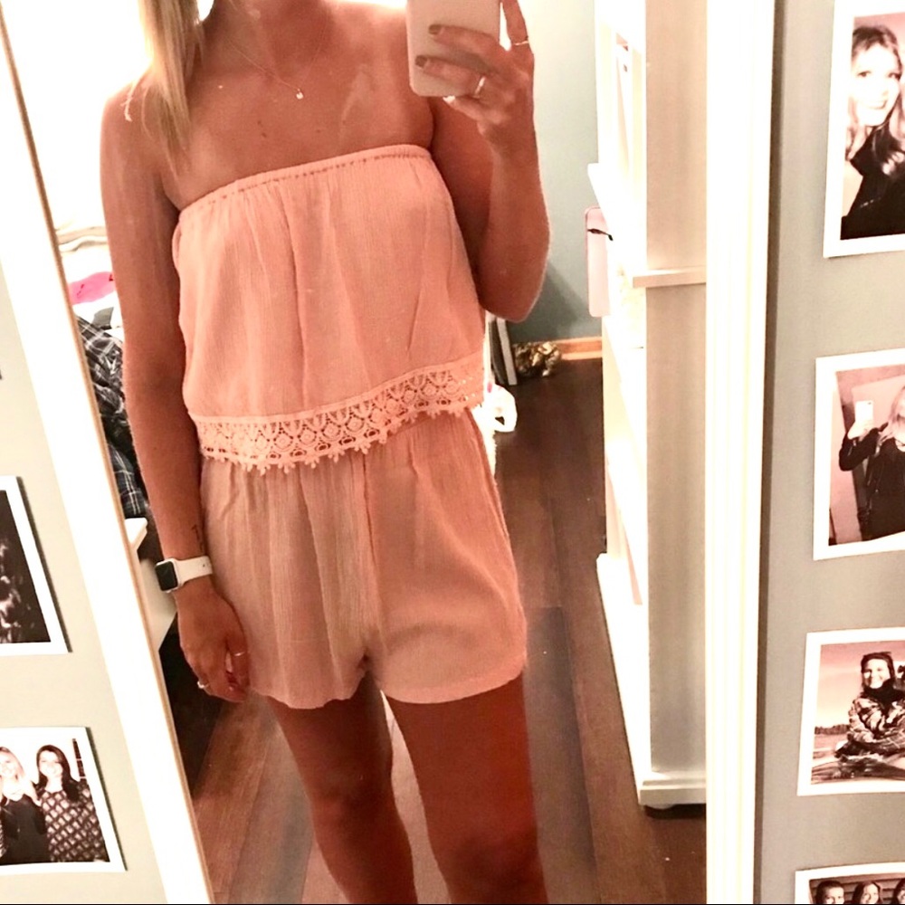 Light Pink Strapless Romper